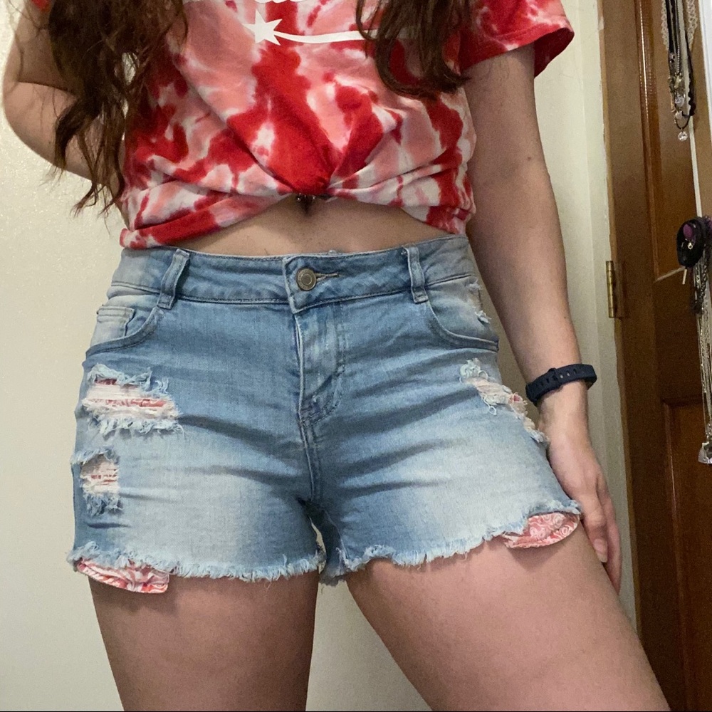 Jean shorts w/ Red & White bandana pocket